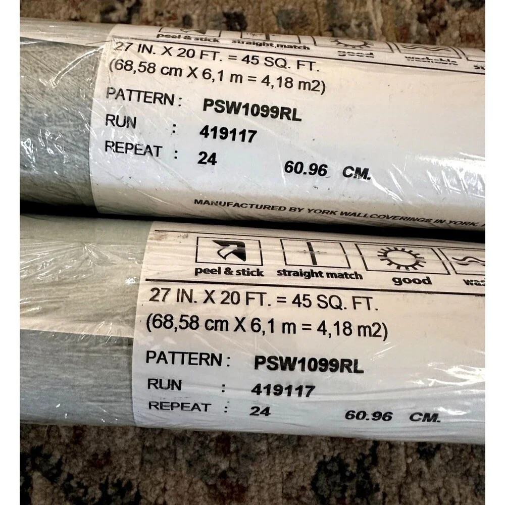 2 NEW Candice Olson Wallpaper Rolls PSW1099RL Peel n Stick Blue 90 Sq Ft. Spa